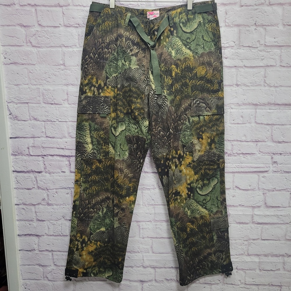 VTG Foxy Huntress Camo Cargo‎ Pants Womens 14 Rugged Outdoor Camping Activewear